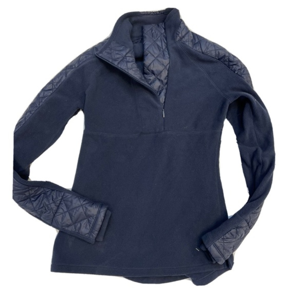 ATHLETA NAVY FLEECE QUILTED PULLOVER XXS